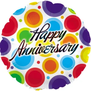 18" Happy Anniversary Dancing Dots Balloon