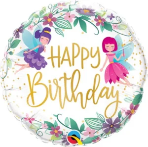 Wild Flower Fairies Birthday 18" Round Foil Balloon