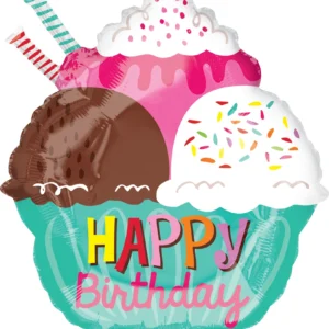 18" Ice Cream Sundae Happy Birthday Balloon