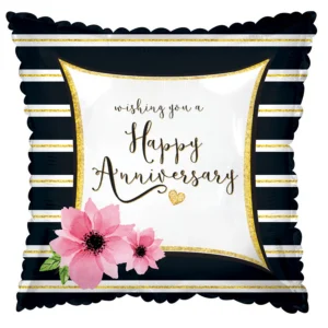 17" Anniversary Stripes Foil Balloon