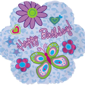 18" Happy Birthday Flower Shape Foil Balloon
